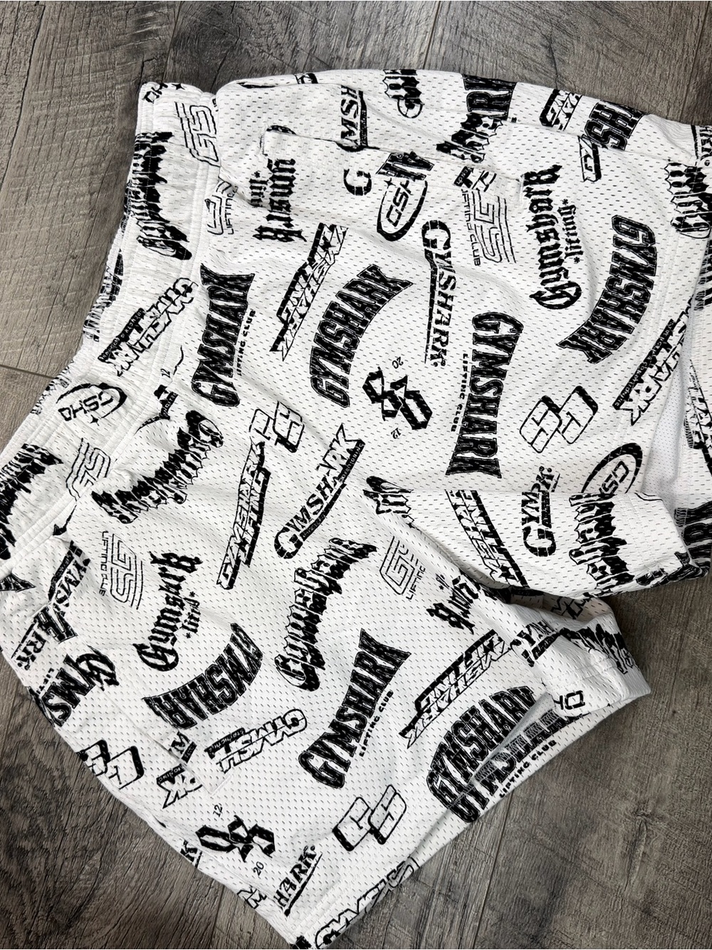 Gymshark White and Black Logo Mesh Athletic Shorts ladies Small